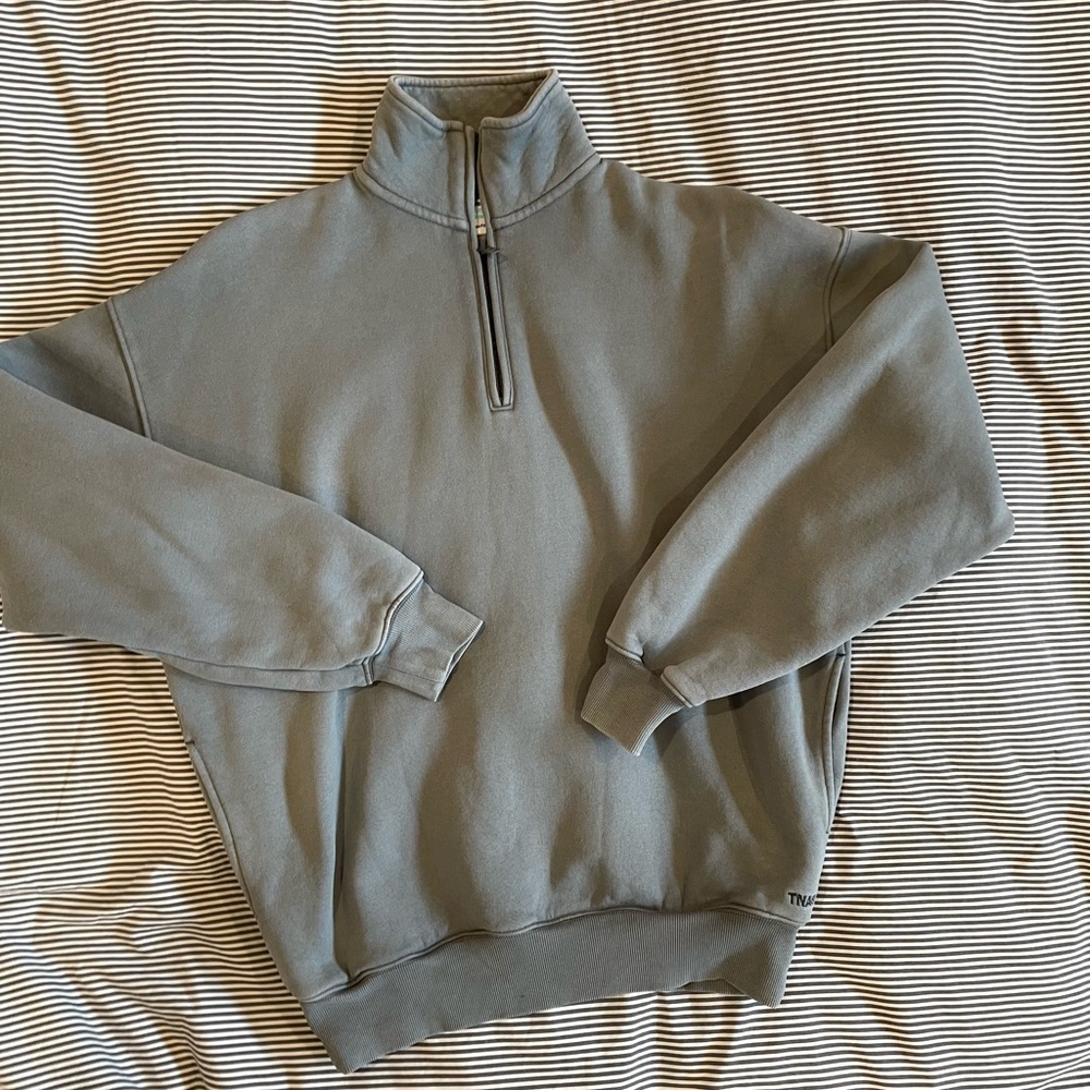Aritzia TNA cozy fleece grey half zip, grey, size 1